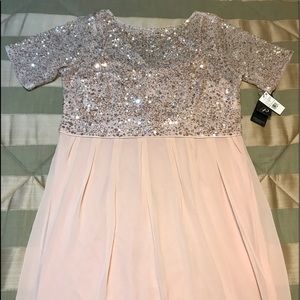 Short Sleeved Sequined Bodice Gown